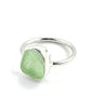 Light Green Sea Glass Ring Simple Round Band - Size 7.5