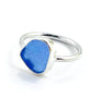 Blue Sea Glass Ring Simple Round Band - Size 7.5