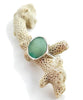 Jade Green Sea Glass Ring Simple Round Band - Size 9