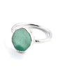 Jade Green Sea Glass Ring Simple Round Band - Size 9