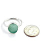 Jade Green Sea Glass Ring Simple Round Band - Size 9