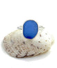 Blue Sea Glass Ring Simple Round Band - Size 8.5