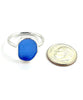 Blue Sea Glass Ring Simple Round Band - Size 8.5
