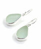 Frosted Aqua Green Sea Glass Open Back Drop Earrings