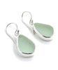 Frosted Aqua Green Sea Glass Open Back Drop Earrings
