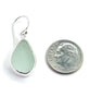 Frosted Aqua Green Sea Glass Open Back Drop Earrings
