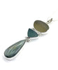 Olive & Dark Grey Sea Glass with Labradorite Triple Drop Barbell Pendant