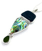 Dark Grey & Olive Sea Glass with Abalone Triple Drop Barbell Pendant
