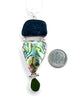 Dark Grey & Olive Sea Glass with Abalone Triple Drop Barbell Pendant