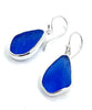 Cobalt Blue Sea Glass Open Back Drop Earrings