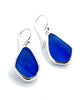 Cobalt Blue Sea Glass Open Back Drop Earrings