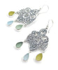 Lace Cast in Sterling Silver with Three Sea Glass Drops #2