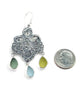 Lace Cast in Sterling Silver with Three Sea Glass Drops #2