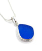 Blue Sea Glass Simple Pendant on Silver Chain