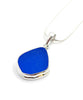 Blue Sea Glass Simple Pendant on Silver Chain