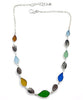 Multi Color Sea Glass Leaves with Carved Shell Leaves 13 Piece Necklace #2