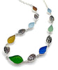 Multi Color Sea Glass Leaves with Carved Shell Leaves 13 Piece Necklace #2