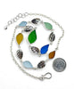 Multi Color Sea Glass Leaves with Carved Shell Leaves 13 Piece Necklace #2