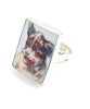 Crazy Dog Rectangle Vintage Pottery Ring- Size 6