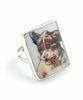 Crazy Dog Rectangle Vintage Pottery Ring- Size 6