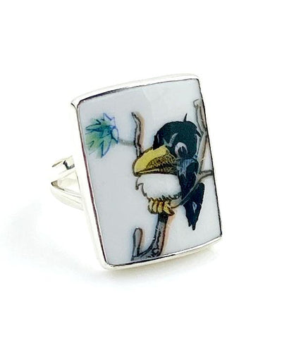 Cartoon Bird Vintage Pottery Ring- Size 6