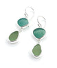Jade and Olive Sea Glass Open Back Double Drop Earrings