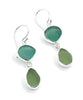 Jade and Olive Sea Glass Open Back Double Drop Earrings