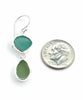Jade and Olive Sea Glass Open Back Double Drop Earrings