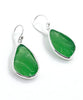 Textured Green Sea Glass Open Back Drop Earrings