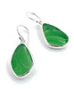Textured Green Sea Glass Open Back Drop Earrings