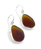 Dark Brown Sea Glass Open Back Drop Earrings