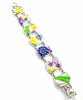 Textured Flower and Leaf Vintage Pottery Double Link Rectangle Bracelet -7 3/4