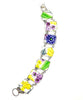 Textured Flower and Leaf Vintage Pottery Double Link Rectangle Bracelet -7 3/4