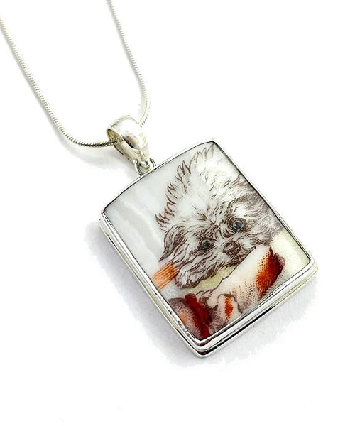 Fluffy Puppy Pendant on Silver Chain