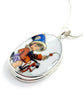 Child Riding Toy Horse Pendant on Silver Chain