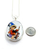 Child Riding Toy Horse Pendant on Silver Chain