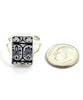 Black and White Patterned Rectangle Vintage Pottery Ring- Size 6