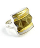 Spiked Brown & Gold Vintage Pottery Ring- Size 6