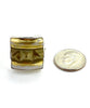 Spiked Brown & Gold Vintage Pottery Ring- Size 6