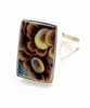 Brown & Yellow Flower Rectangle Vintage Pottery Ring- Size 8.5