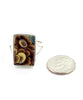 Brown & Yellow Flower Rectangle Vintage Pottery Ring- Size 8.5