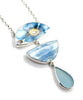 Blue Flower Vintage Pottery & Light Blue Sea Glass Triple Necklace