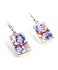 Blue Flower Vintage Pottery Rectangle Single Drop Earrings