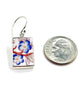 Blue Flower Vintage Pottery Rectangle Single Drop Earrings