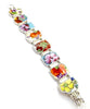 Bold Flower Vintage Pottery Double Link Rectangle Bracelet - 8 1/4