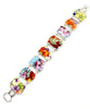 Bold Flower Vintage Pottery Double Link Rectangle Bracelet - 8 1/4