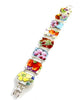 Bold Flower Vintage Pottery Double Link Rectangle Bracelet - 8 1/4