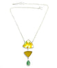 Yellow Flower Vintage Pottery & Yellow Sea Glass Triple Necklace