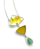 Yellow Flower Vintage Pottery & Yellow Sea Glass Triple Necklace