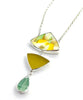Yellow Flower Vintage Pottery & Yellow Sea Glass Triple Necklace